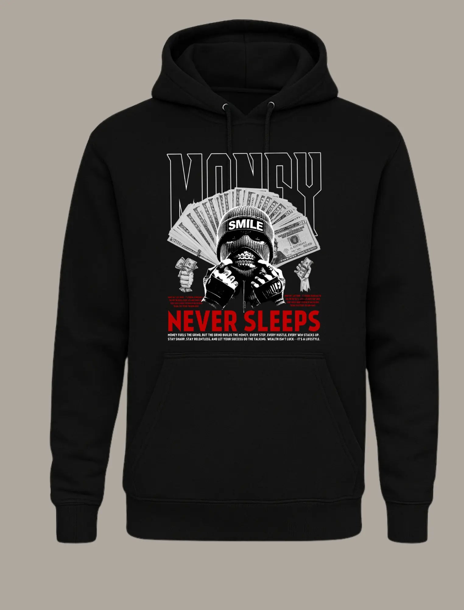 Money Never Sleeps Hoodie T.M Prints